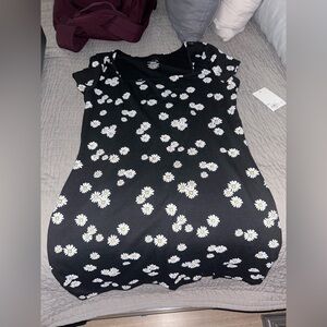 Black Dress with Daisy Print